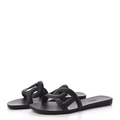 Hermes Rubber Aloha Sandals 37 Black 2 of 9