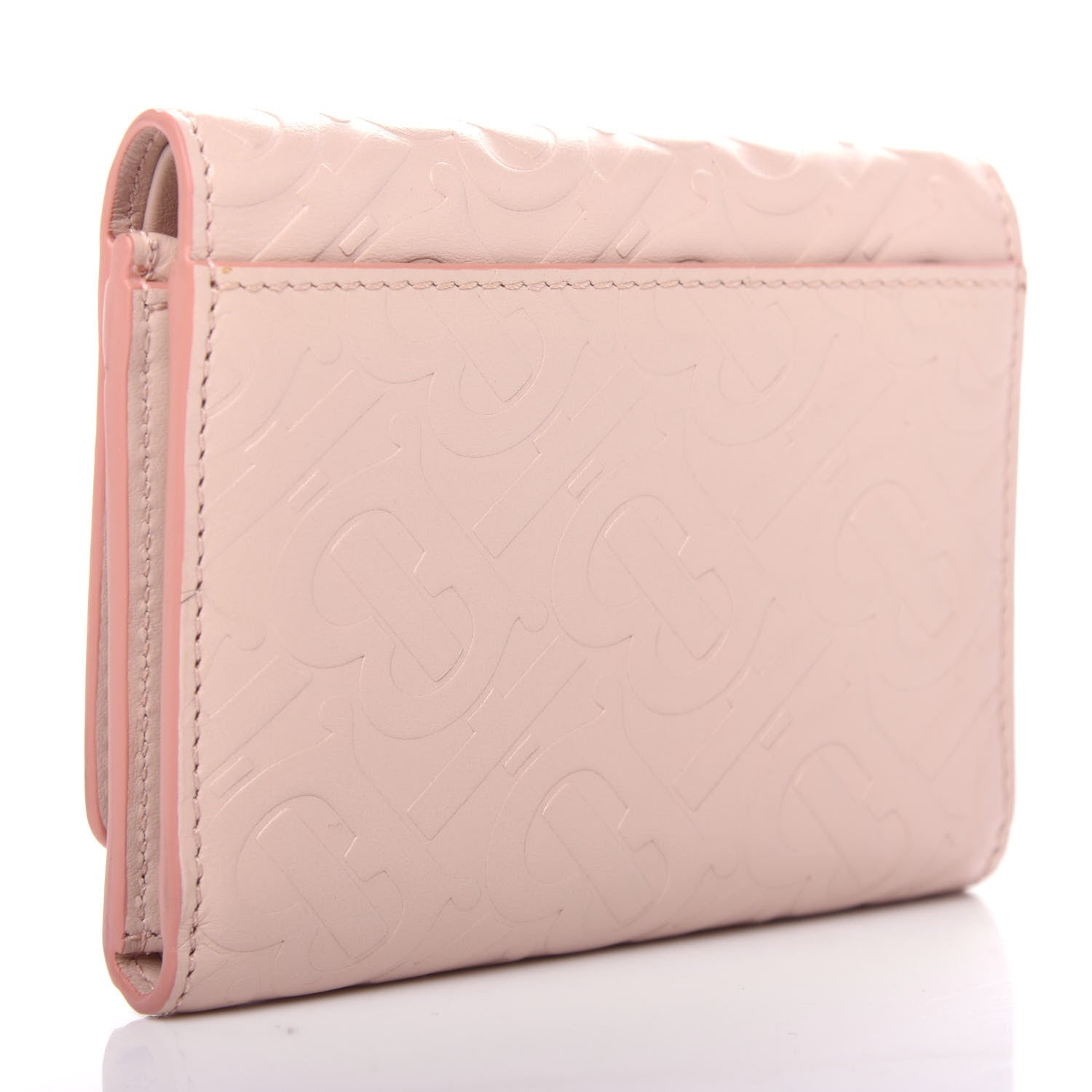 Burberry Calfskin Embossed Monogram Tri-Fold Compact Wallet Pink 3 of 8