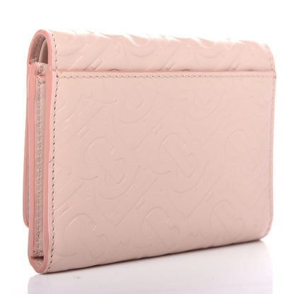 Burberry Calfskin Embossed Monogram Tri-Fold Compact Wallet Pink 3 of 8