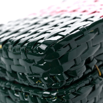 Gucci Glazed Wicker Stripe Mini Cestino Shoulder Bag Green 11 of 14