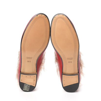 Gucci Malaga Kid Fur Womens Jordaan Loafers 36.5 Hibiscus Red Natural 5 of 9