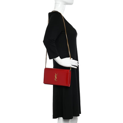 Saint Laurent Patent Calfskin Monogram Kate Wallet On Chain Rouge Eros 2 of 10