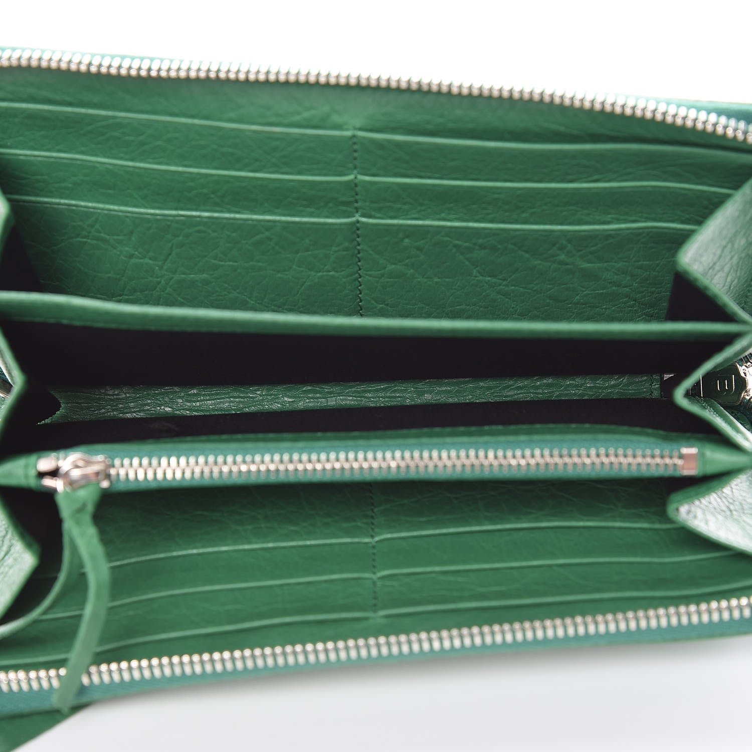 Balenciaga Agneau Classic Silver Hardware Continental Zip Around Wallet Emeraud 5 of 11