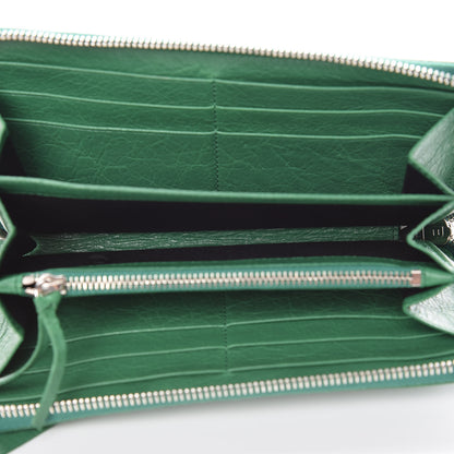 Balenciaga Agneau Classic Silver Hardware Continental Zip Around Wallet Emeraud 5 of 11