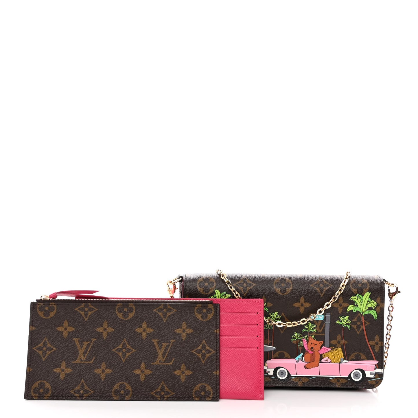 Monogram 2021 Christmas Animation Hollywood Pochette Felicie Chain Wallet Fuchsia