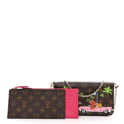 Louis Vuitton Monogram 2021 Christmas Animation Hollywood Pochette Felicie Chain Wallet Fuchsia 1 of 10
