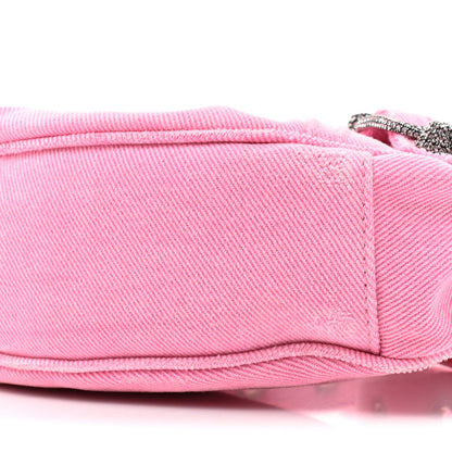 Balenciaga Washed Frayed Denim Crystal Le Cagole Shoulder Bag XS Denim Pink 8 of 14