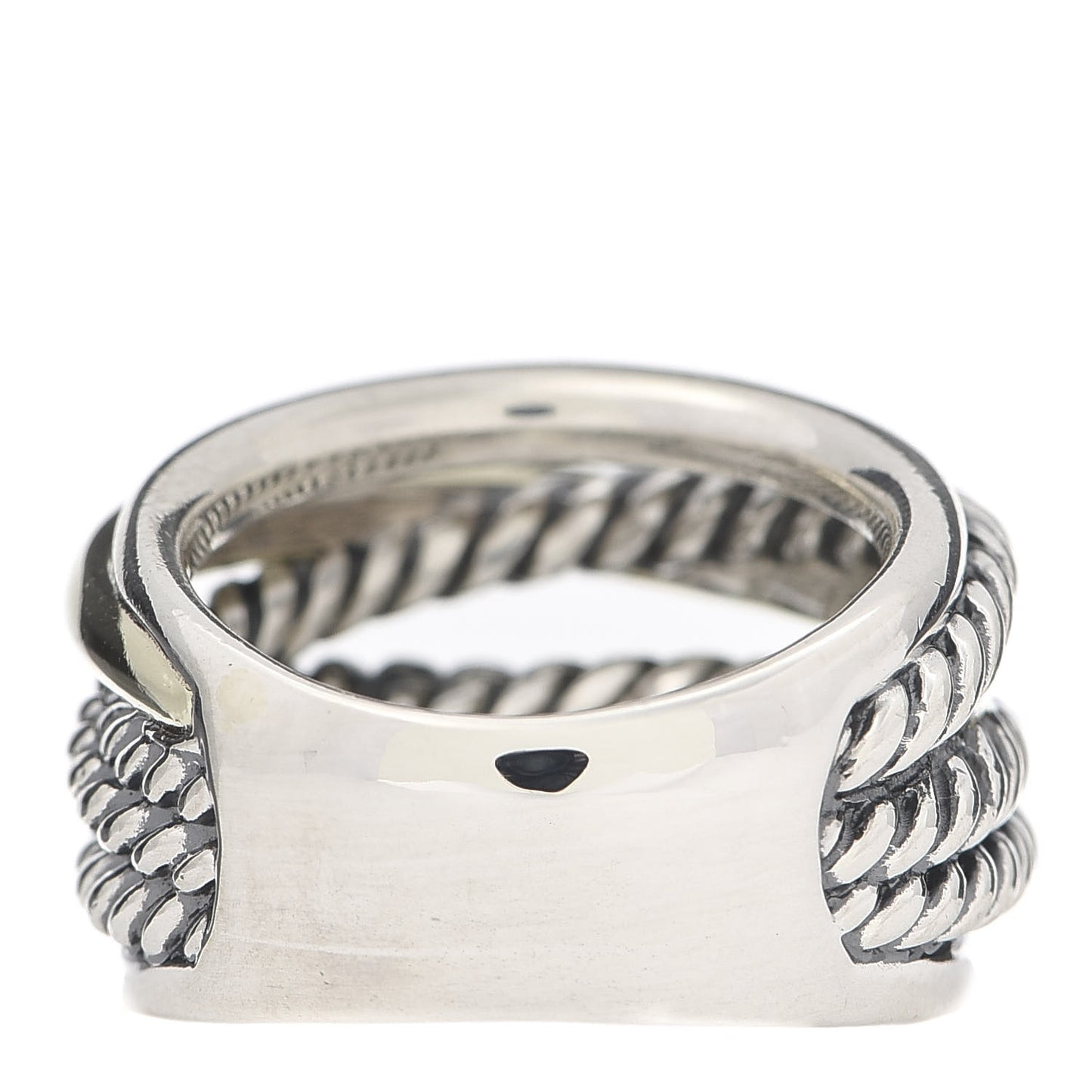 Sterling Silver 14K Yellow Gold Wide Crossover Ring 51 5.75