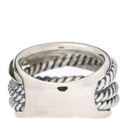David Yurman Sterling Silver 14K Yellow Gold Wide Crossover Ring 51 5.75 3 of 4