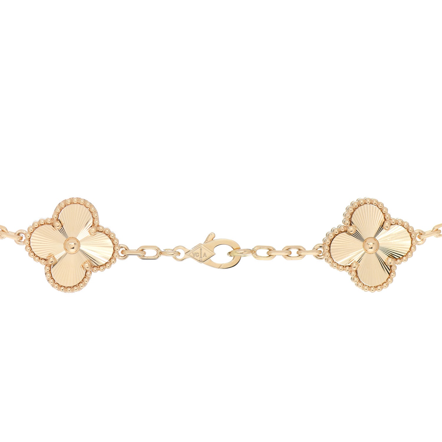 Van Cleef & Arpels 18K Yellow Gold 10 Motifs Guilloche Vintage Alhambra Necklace 4 of 5