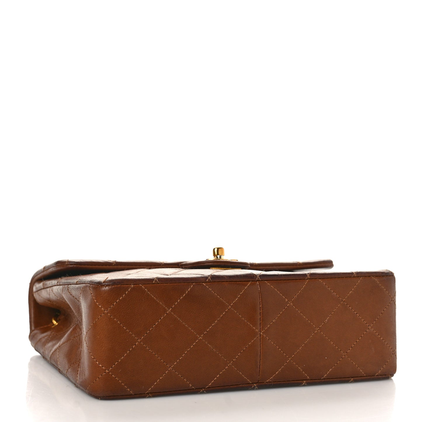 Lambskin Quilted Small Single Flap Brown