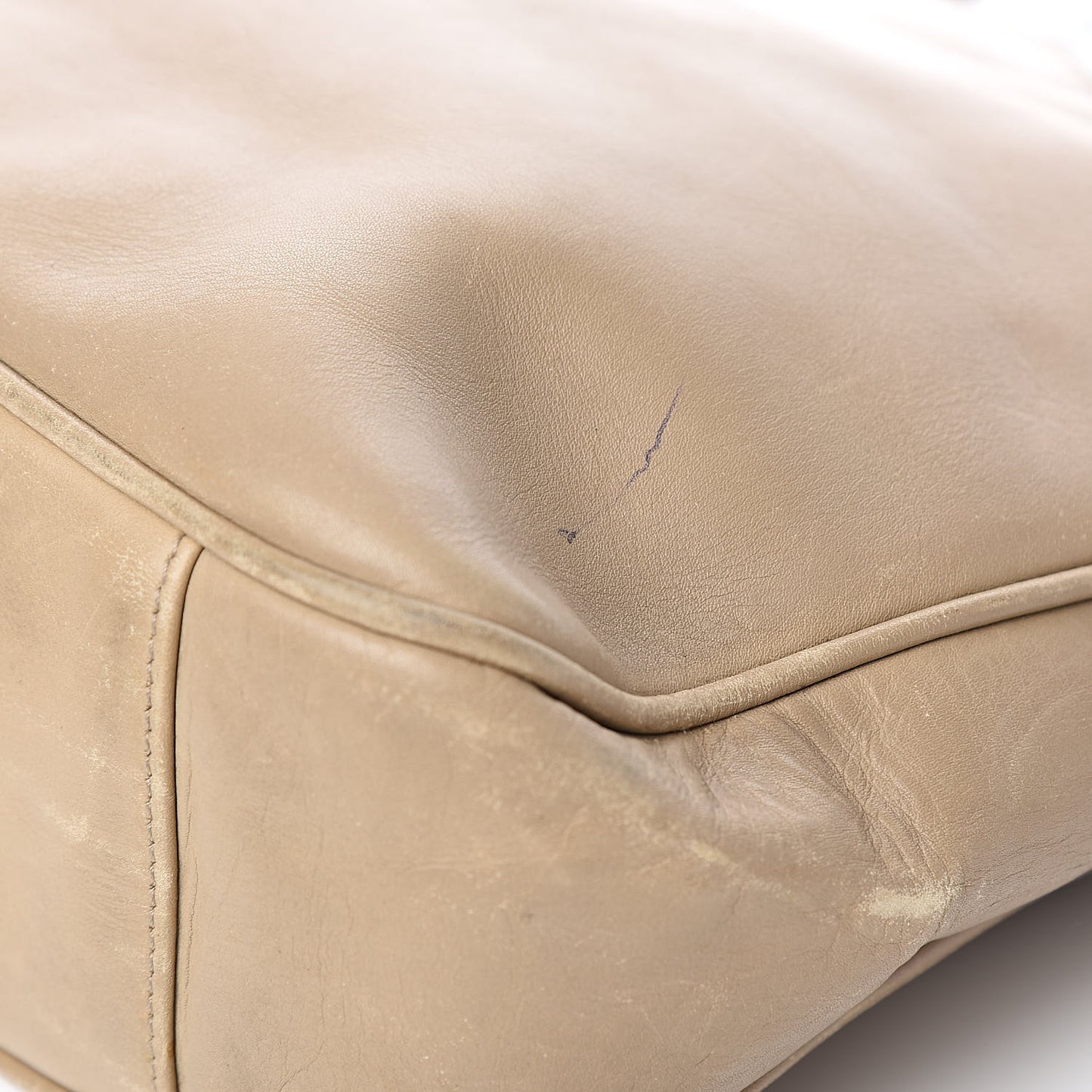 Calfskin Bamboo Top Handle Hobo Beige