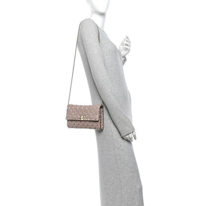 Valentino Garavani Lambskin Rockstud Spike Wallet on Chain Poudre 2 of 10