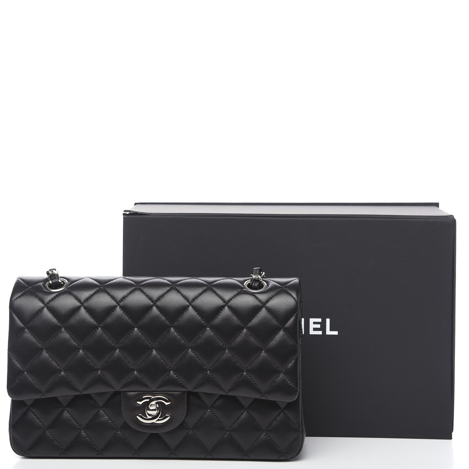Chanel Lambskin Quilted Medium Double Flap Black 11 of 11