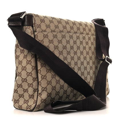 Gucci GG Monogram Medium Flap Messenger Bag Beige Dark Brown 3 of 10