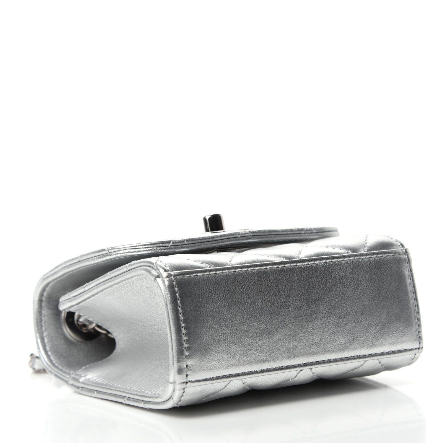 Chanel Metallic Lambskin Quilted Mini Trendy CC Clutch With Chain Silver 4 of 11