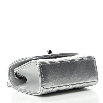 Chanel Metallic Lambskin Quilted Mini Trendy CC Clutch With Chain Silver 4 of 11