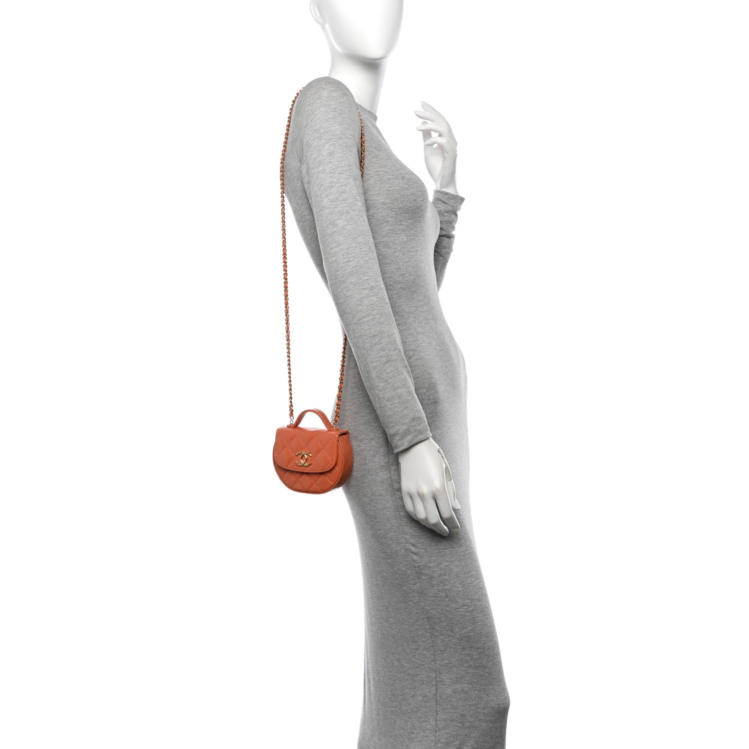 Chanel Patent Quilted Mini Top Handle Crossbody Flap Orange 2 of 11