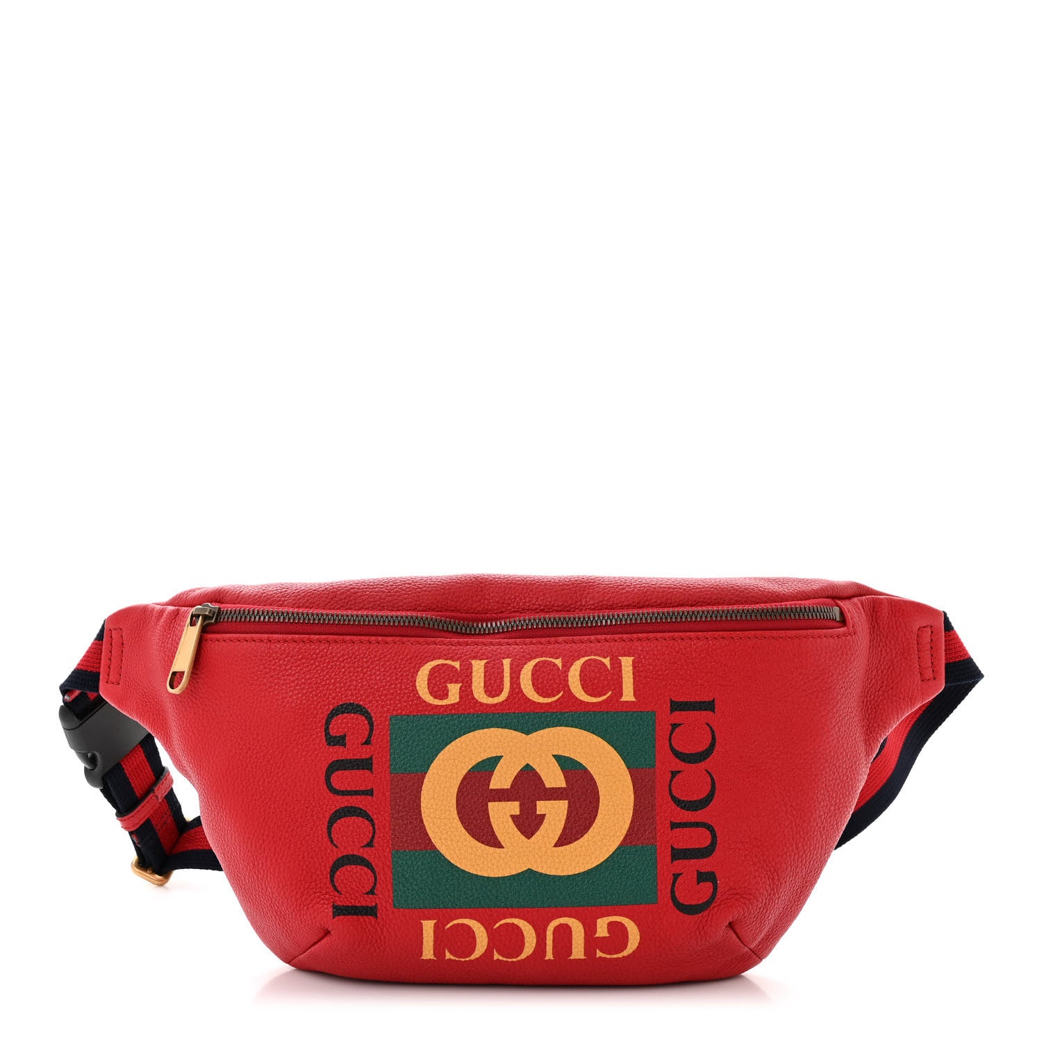 Gucci Grained Calfskin Logo Belt Bag Hibiscus Red 1 of 10