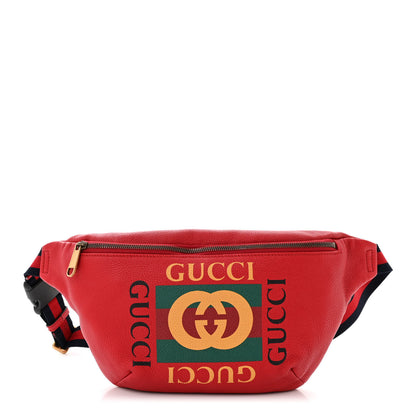 Gucci Grained Calfskin Logo Belt Bag Hibiscus Red 1 of 10