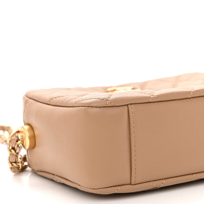Chanel Lambskin Quilted CC Pearl Crush Camera Case Beige 9 of 10