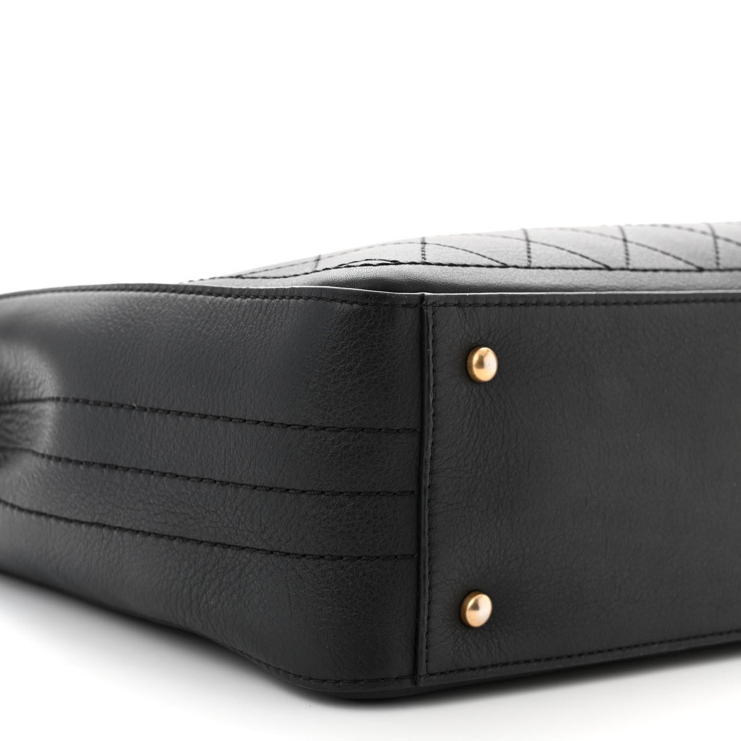 Bullskin Stitched Bi-Color Large Shopping Tote Black