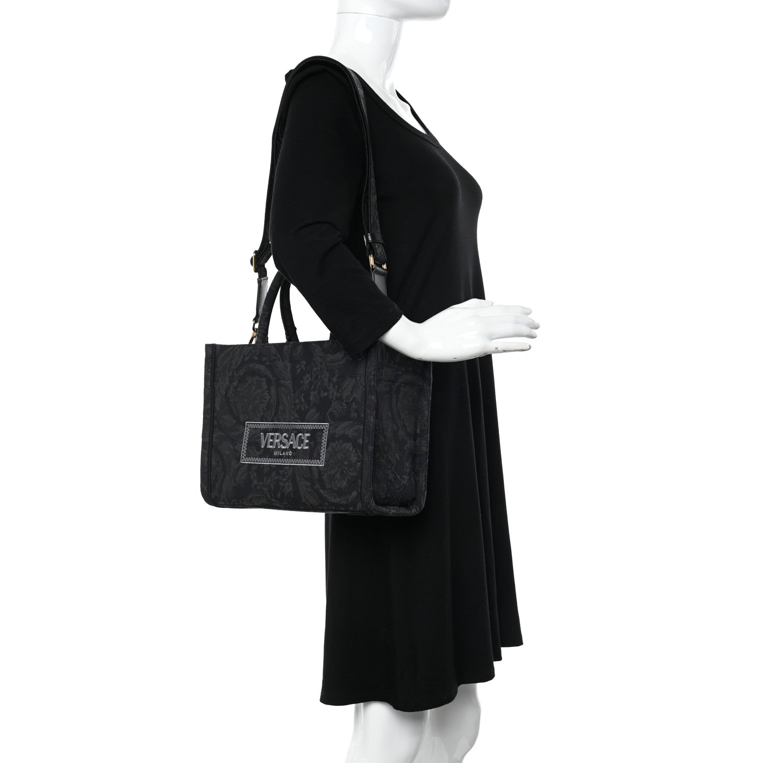 Versace Jacquard Barocco Small Athena Tote Black 2 of 9