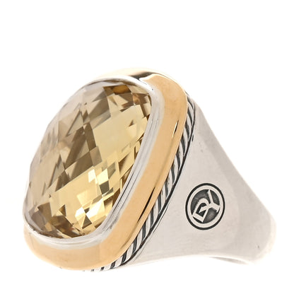 David Yurman Sterling Silver 18K Yellow Gold Citrine 20mm Albion Statement Ring 52 6 4 of 6