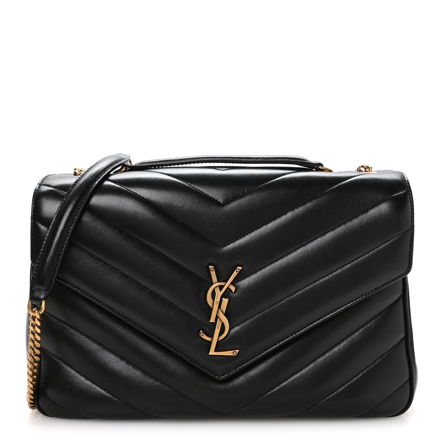 Lambskin Chevron Quilted Large Loulou Black