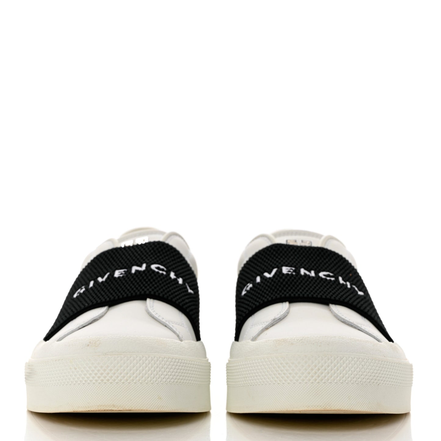 Calfskin Band Logo Womens Urban Street Sneakers 39.5 White Black