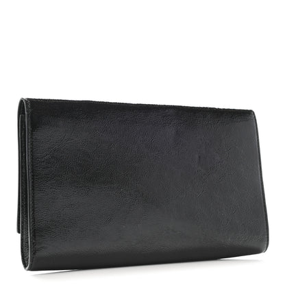 Saint Laurent Textured Patent Monogram Large Belle De Jour Clutch Black 3 of 7