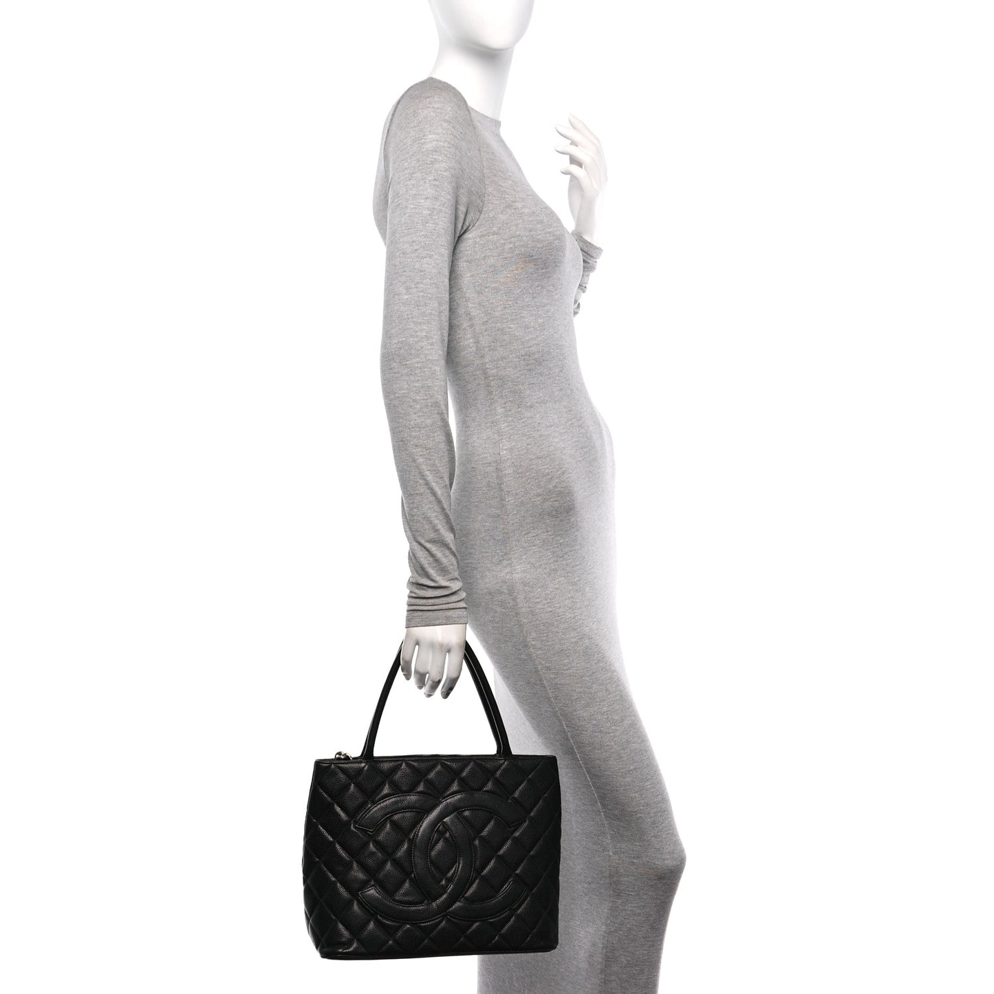 Caviar Quilted Medallion Tote Black