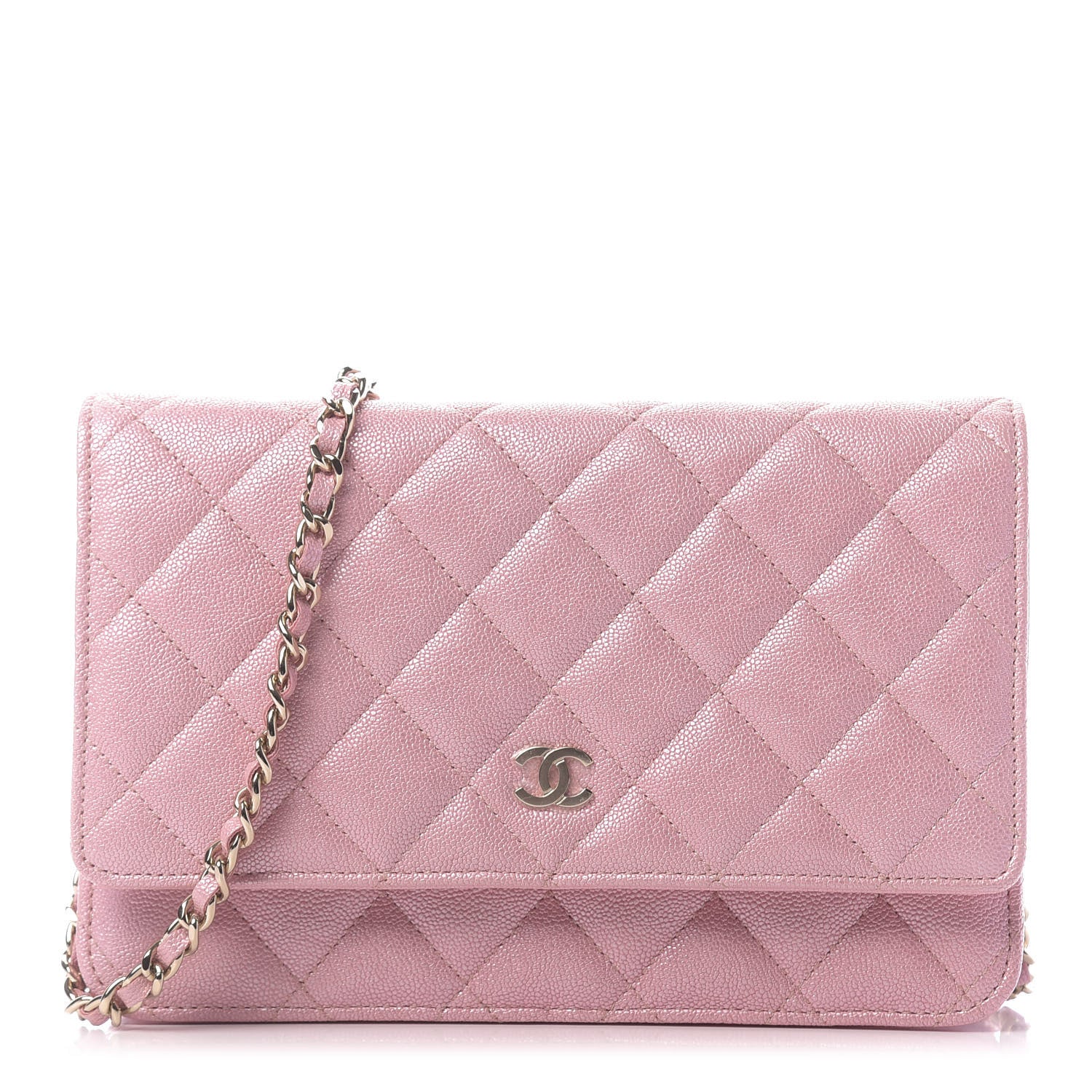 Chanel Iridescent Caviar Quilted Wallet on Chain WOC Rose Pink 1 of 12