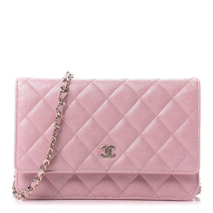 Chanel Iridescent Caviar Quilted Wallet on Chain WOC Rose Pink 1 of 12
