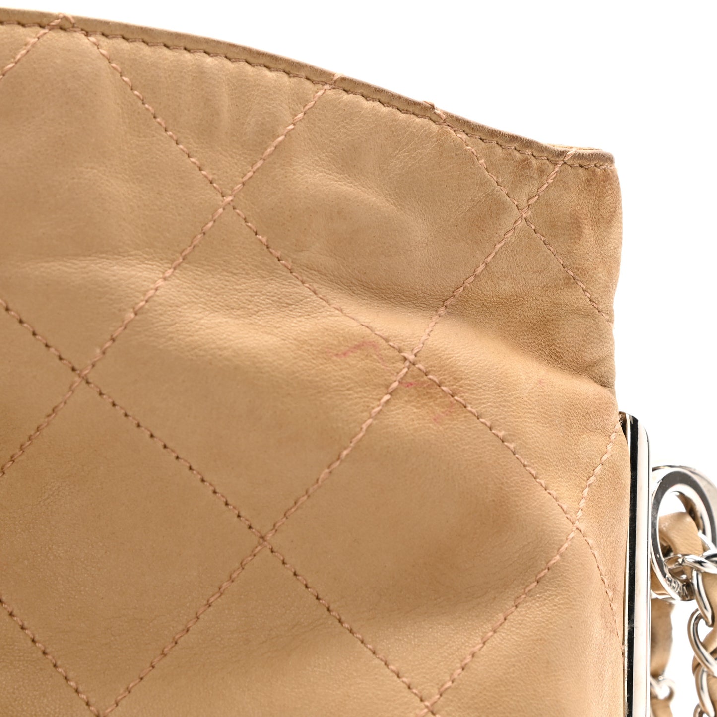 Lambskin Stitched Medium Ultimate Soft Tote Beige