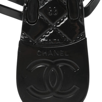 Chanel Jelly Camellia Thong Sandals 38 Black Ivory 7 of 8
