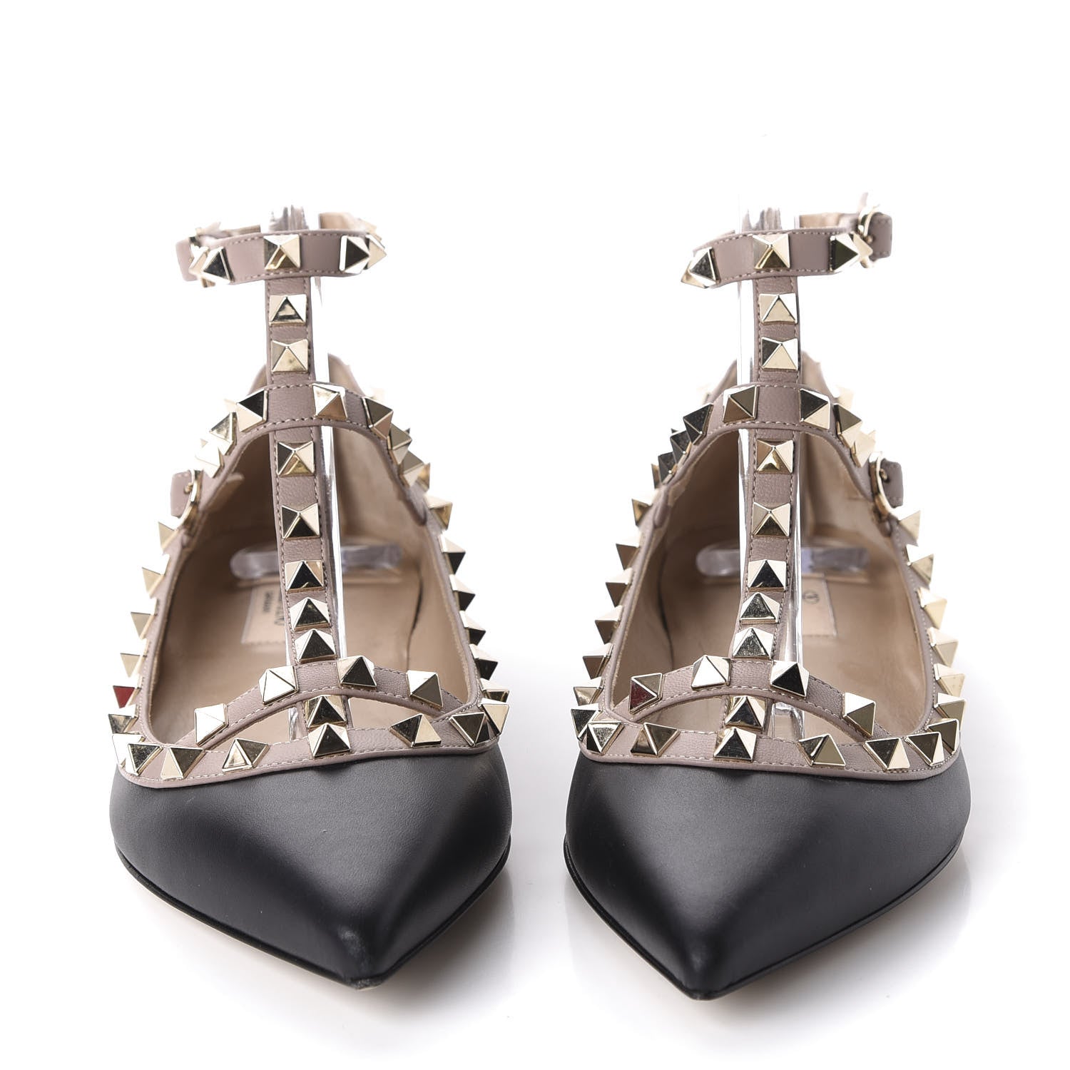Valentino Garavani Nappa Rockstud Cage Ballerina Flats 36.5 Black Poudre 2 of 9