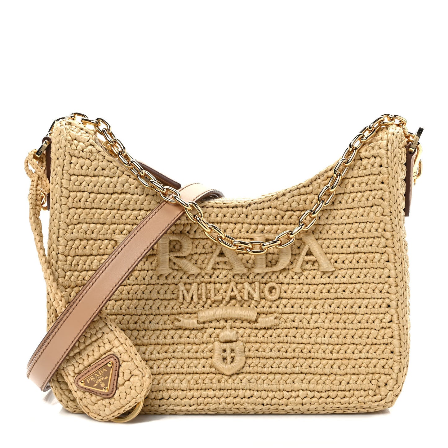 Yarn Raffia Effect Crochet Mini Re-Edition 2000 Shoulder Bag Naturale