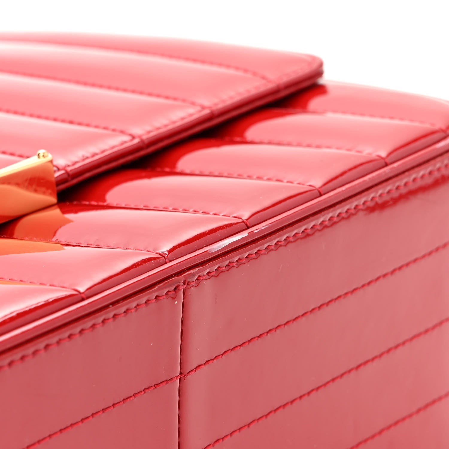 Saint Laurent Patent Matelasse Monogram Large Vicky Chain Bag Rouge Eros 13 of 14