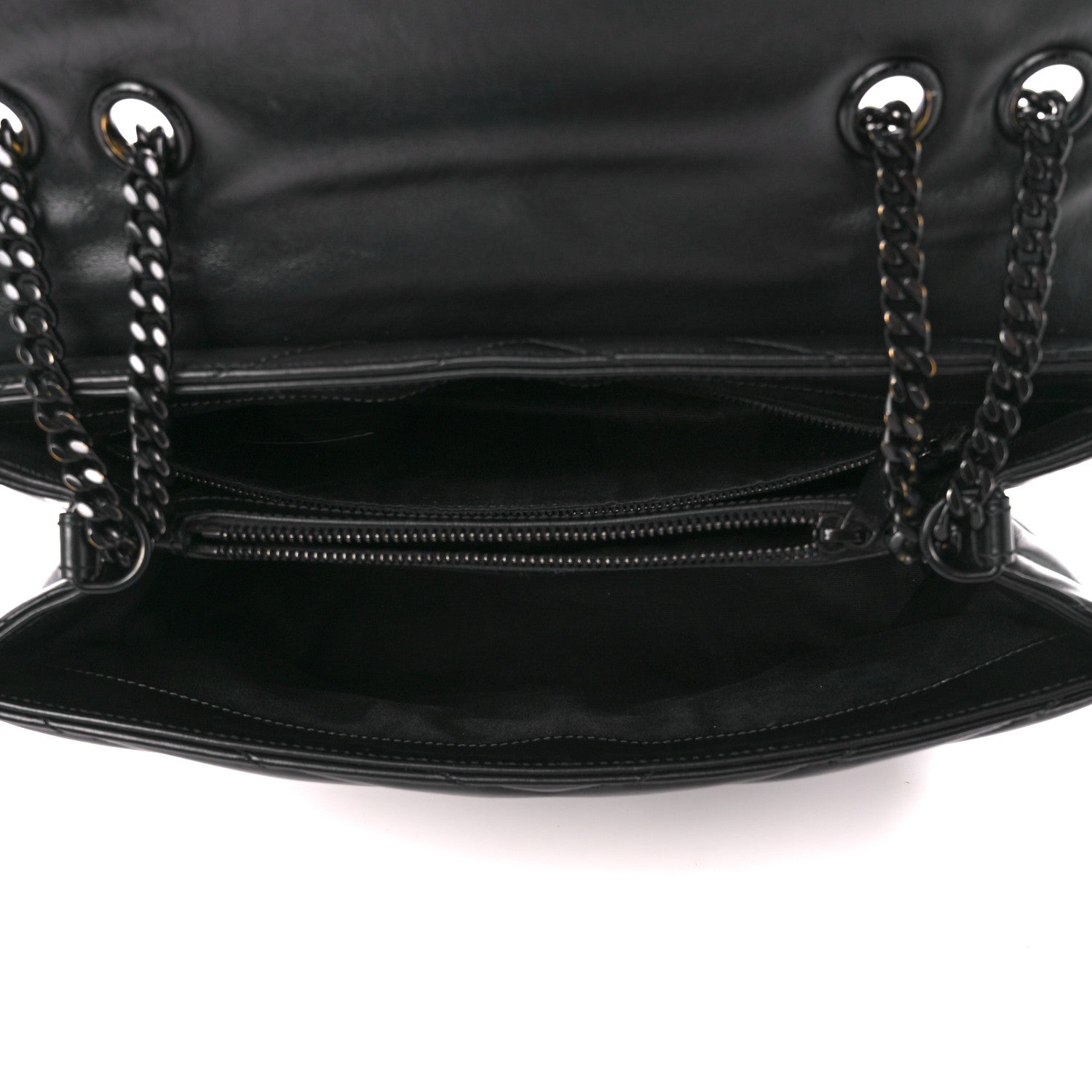 Saint Laurent Calfskin Y Quilted Monogram Monochrome Medium Loulou Chain Satchel Black 5 of 11
