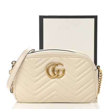 Gucci Calfskin Matelasse Small GG Marmont Chain Shoulder Bag White 14 of 14