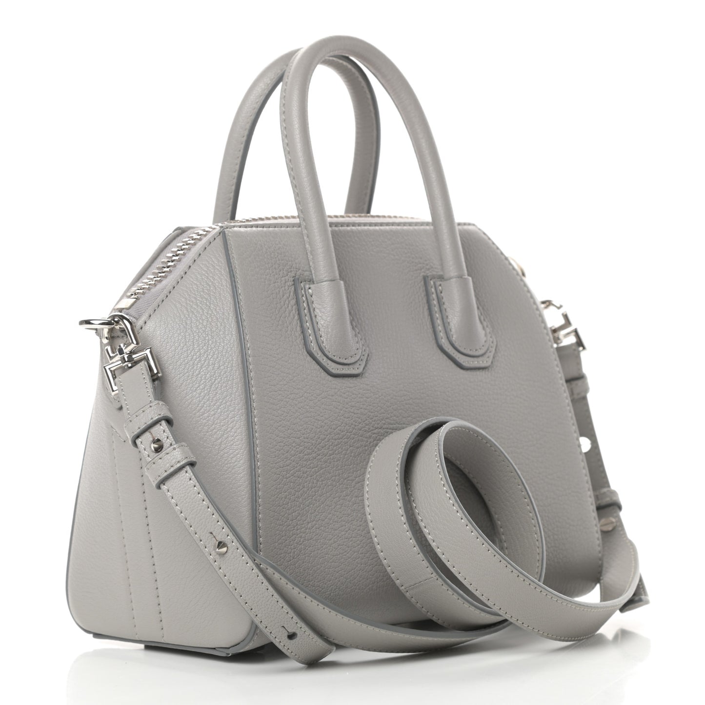 Sugar Goatskin Mini Antigona Pearl Grey