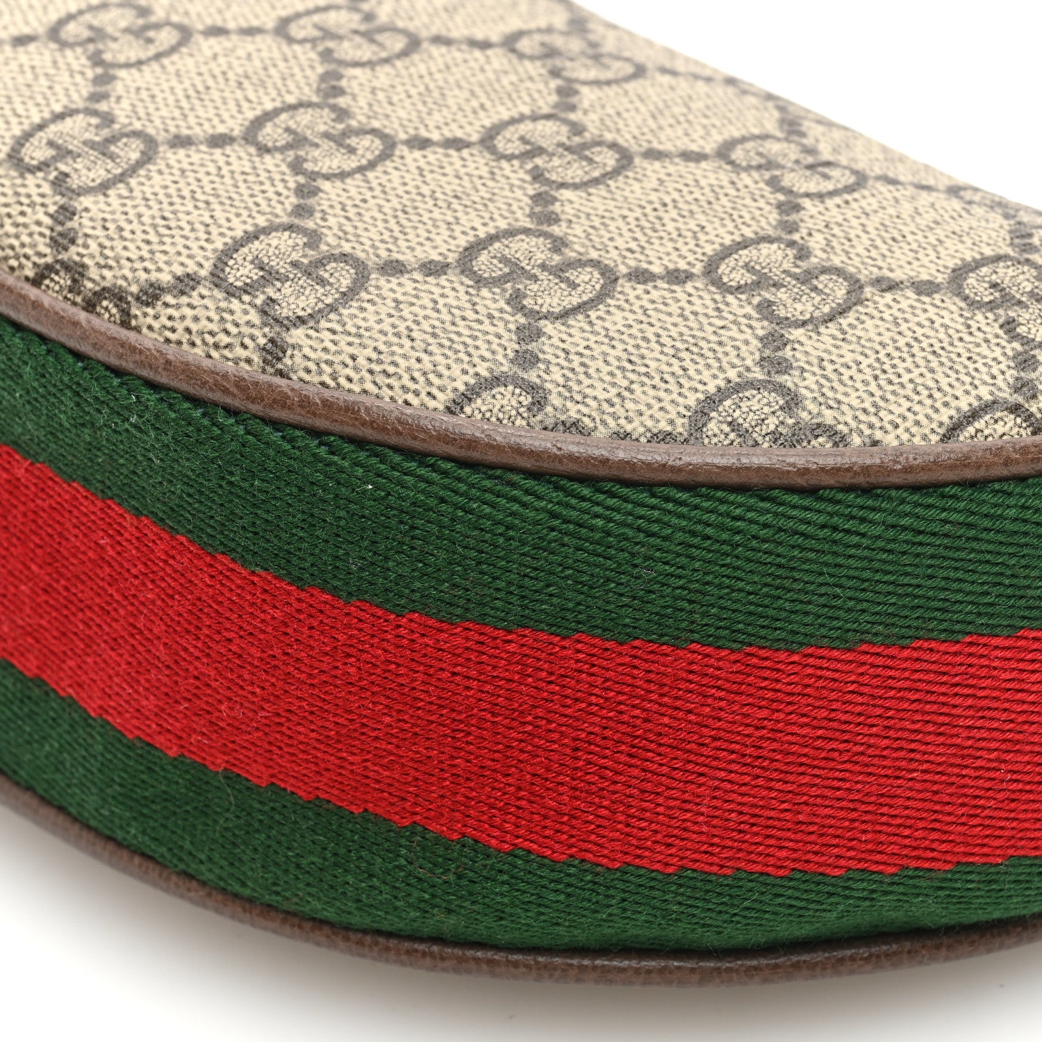 Gucci GG Supreme Monogram Textured Calfskin Web Mini Ophidia Half Moon Hobo Beige Ebony New Acero 8 of 8