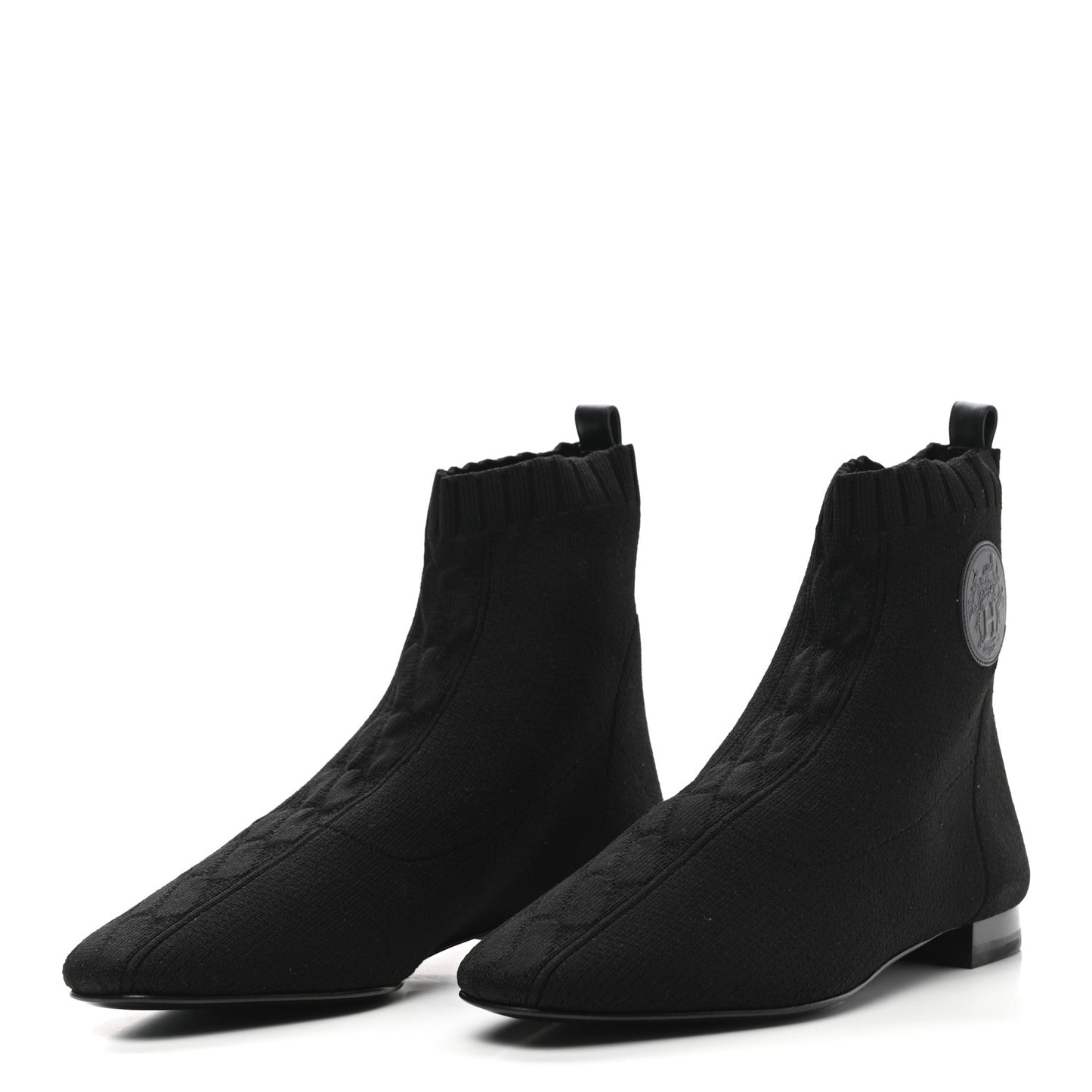 Knit Calfskin Duo Ankle Boots 37 Black