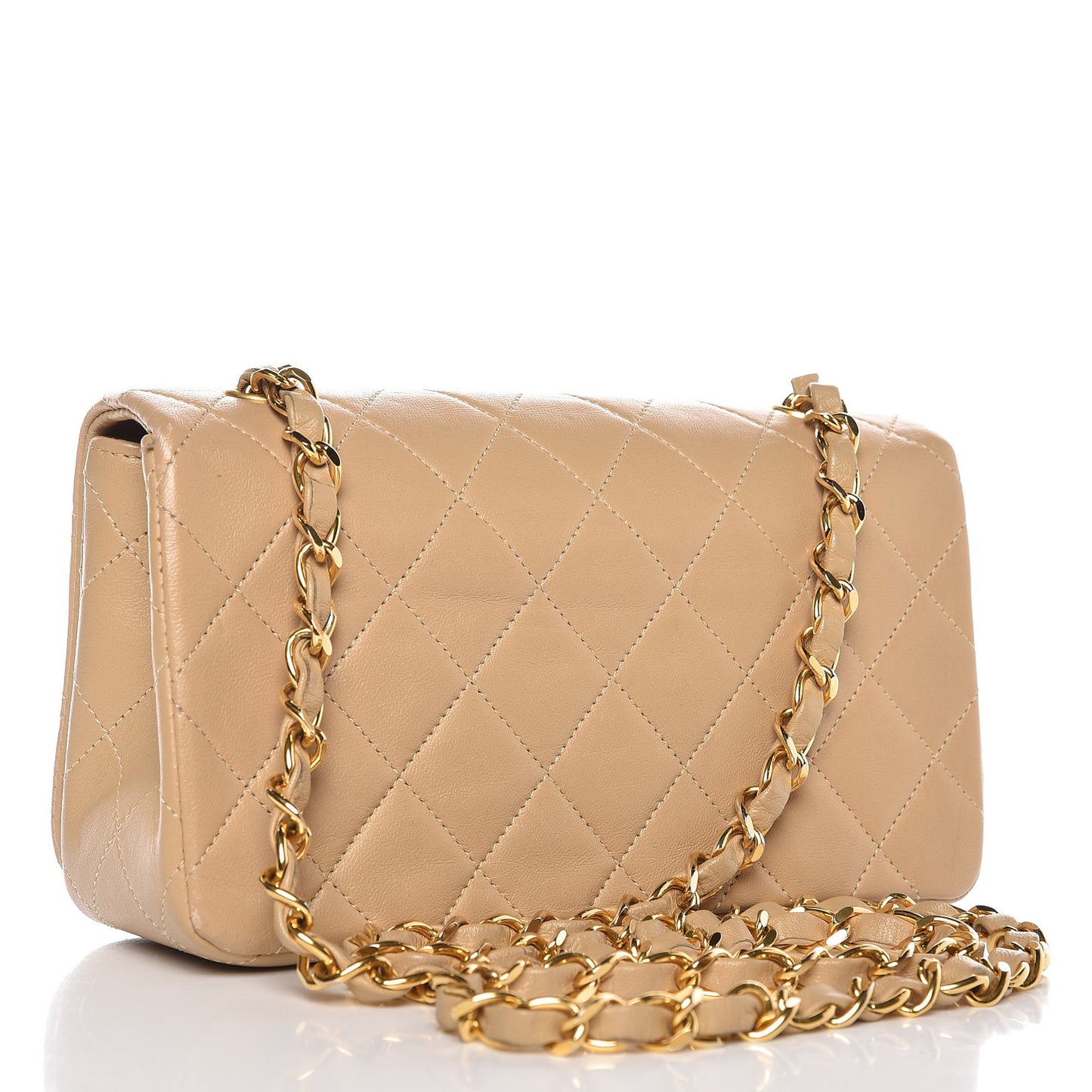Lambskin Quilted Mini Flap Beige