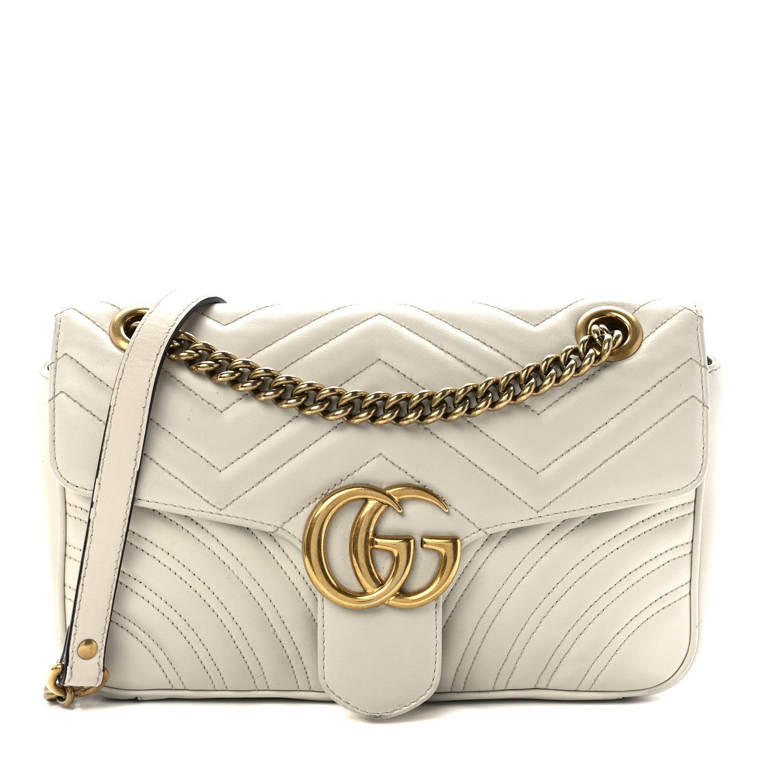 Gucci Calfskin Matelasse Small GG Marmont Shoulder Bag White 1 of 11