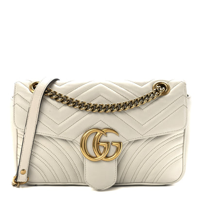 Gucci Calfskin Matelasse Small GG Marmont Shoulder Bag White 1 of 11