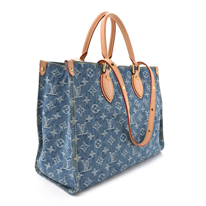 Louis Vuitton Monogram Denim Onthego MM Blue 3 of 10