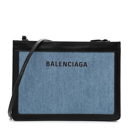 Balenciaga Denim Pochette Crossbody Bag Blue 1 of 9