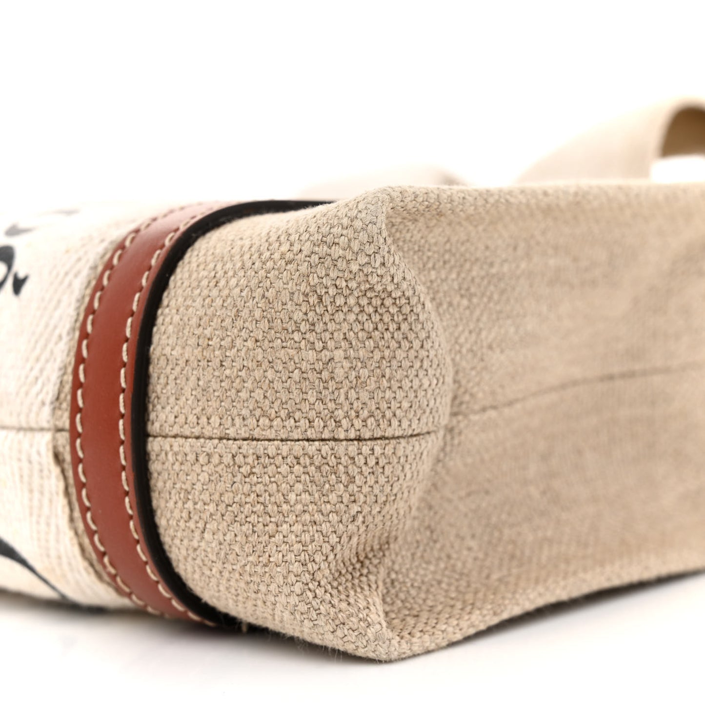 Cotton Calfskin Mini Woody Ribbon Tote White Brown